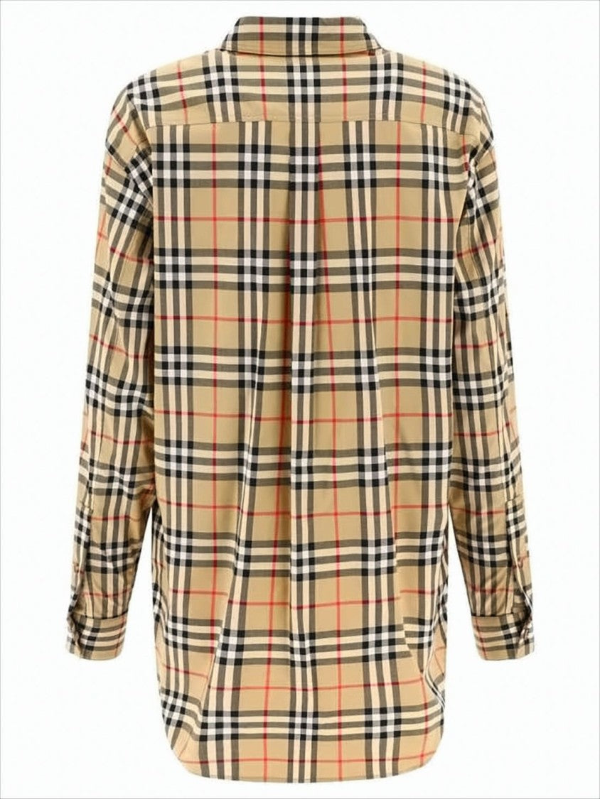 Plaid Pattern Button-Up Blouse