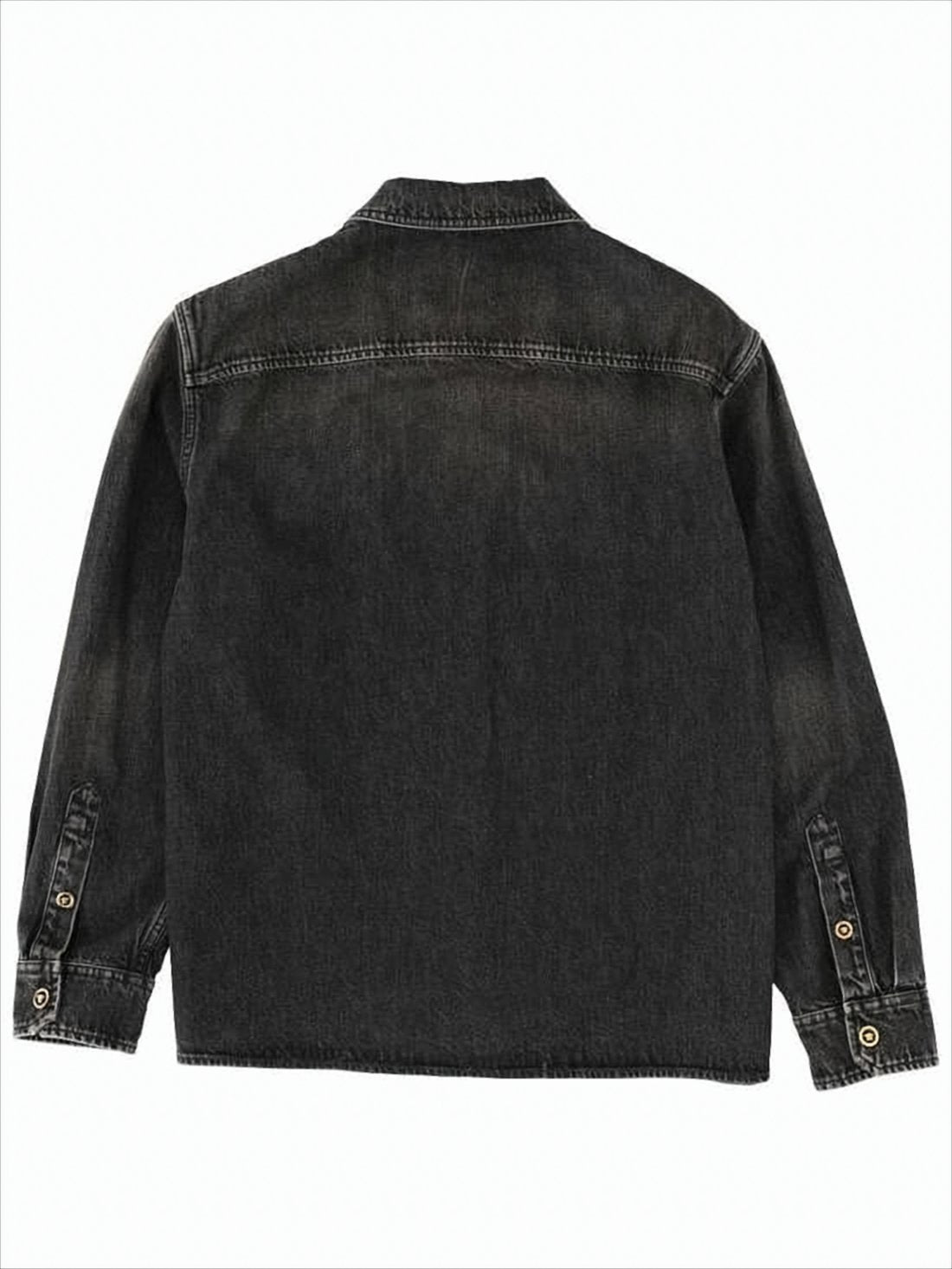 Washed Black Denim Long-Sleeve Versace Shirt