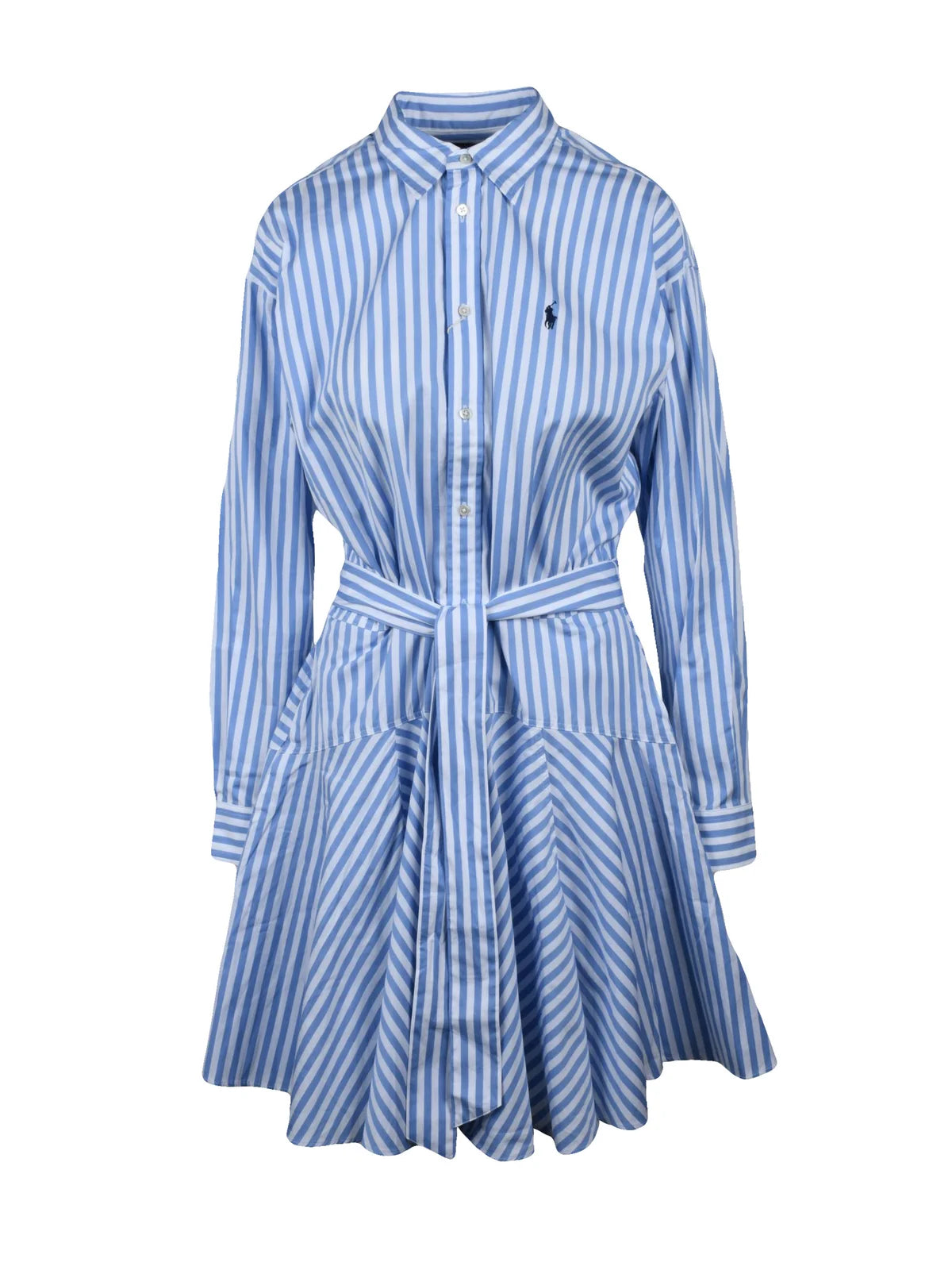 Chemise Dress - White/Light Blue