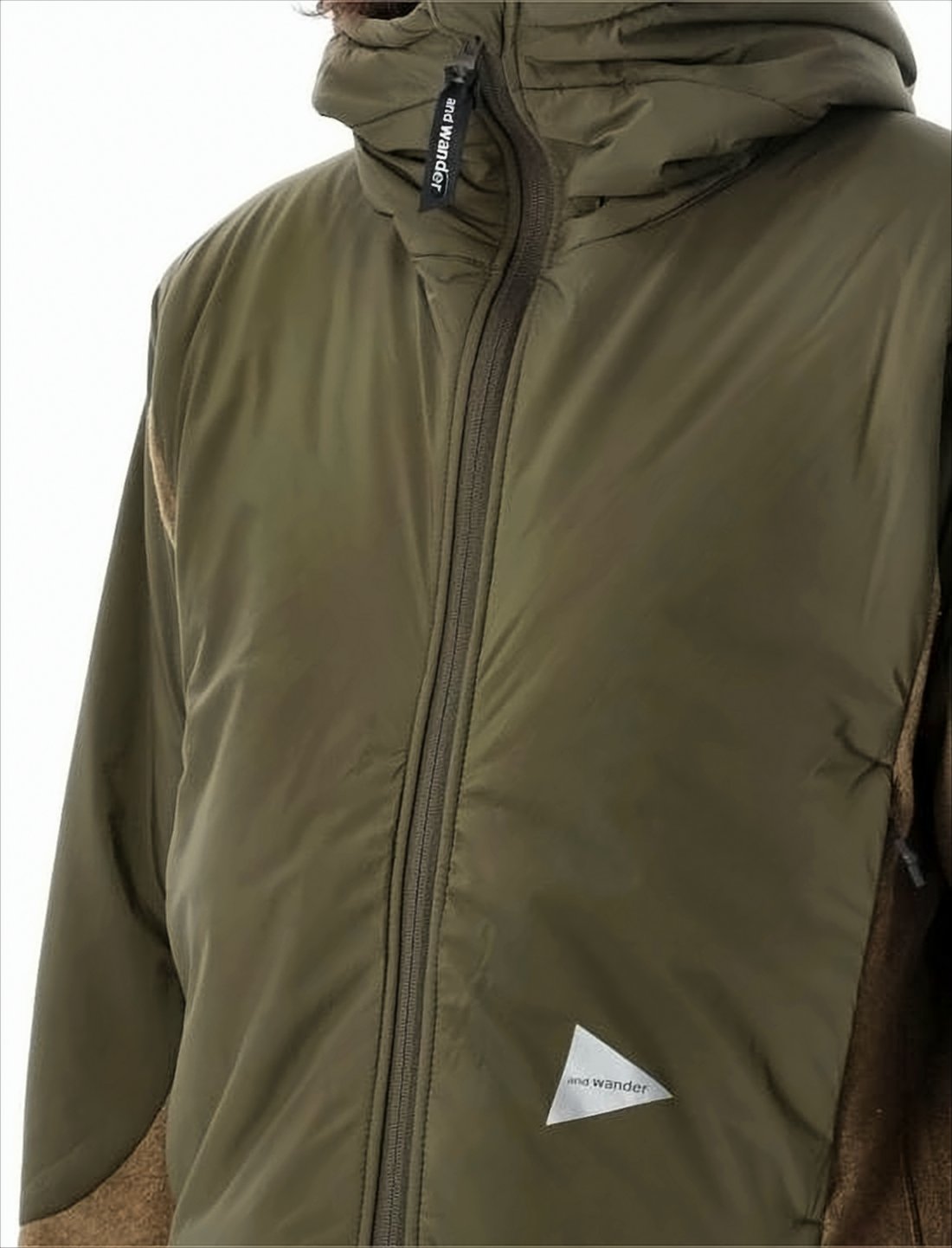 Two-Tone Textured Jacket With Hood And Logo