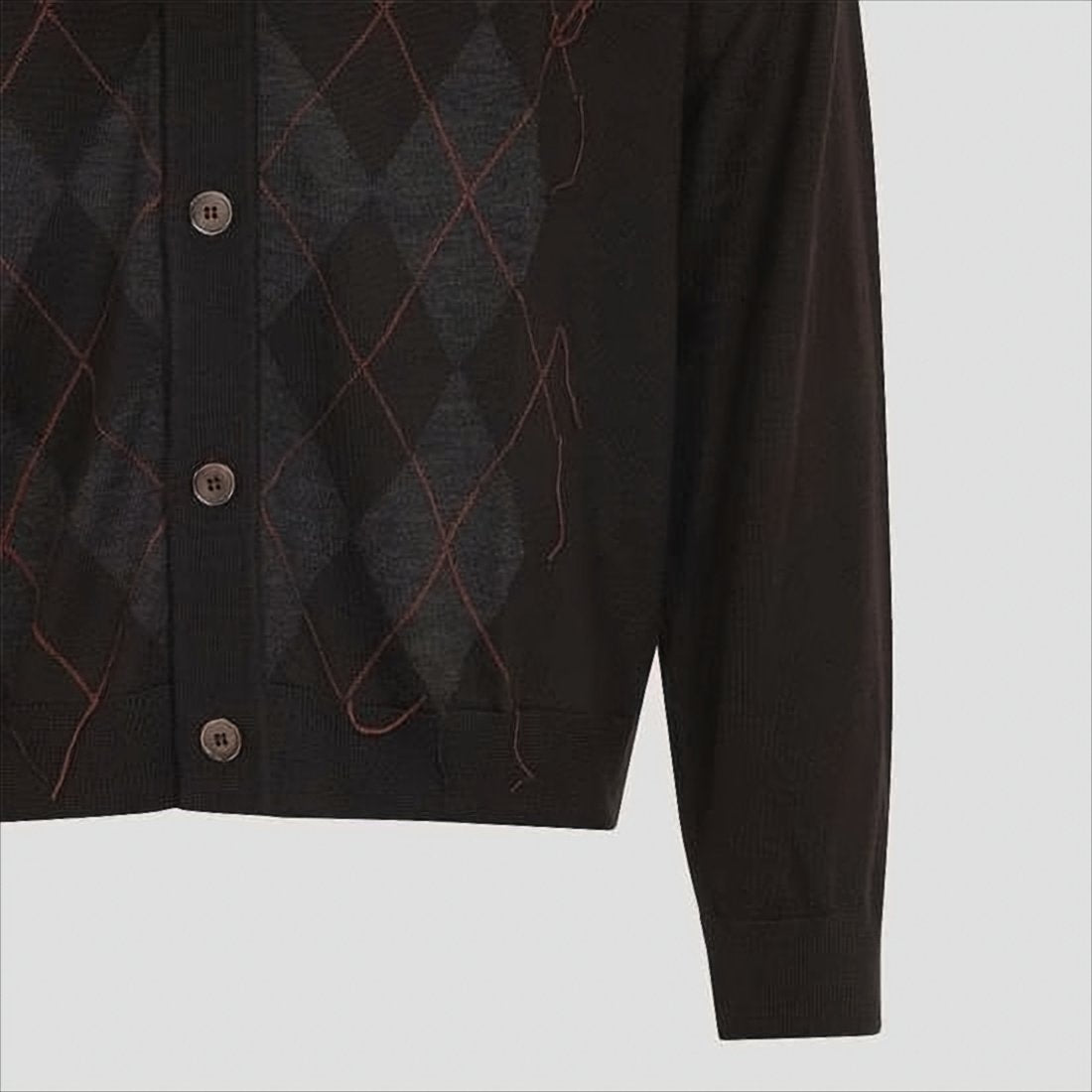 Argyle Pattern Cardigan with Pointed Collar