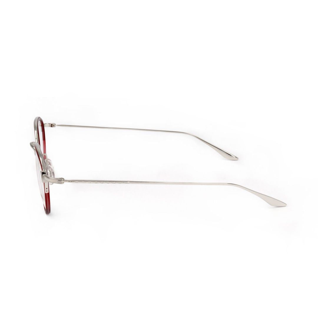 Bp5003 480hx Round Metal Frame Eyeglasses with Deep Red Accents