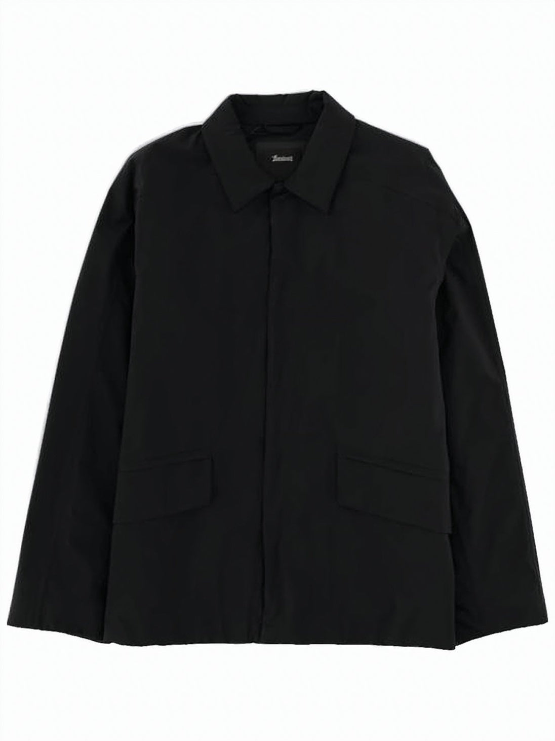 Black Polyamide Jacket and Concealed Closure