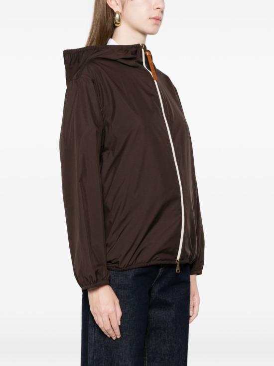 Relaxed Fit Hooded Jacket With Contrasting Zipper And Logo Patch