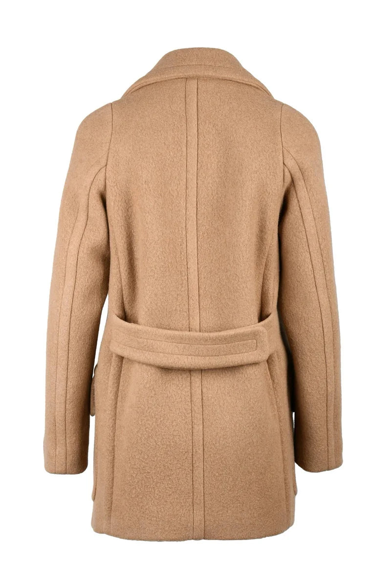 Double-breasted Wool Coat - Beige