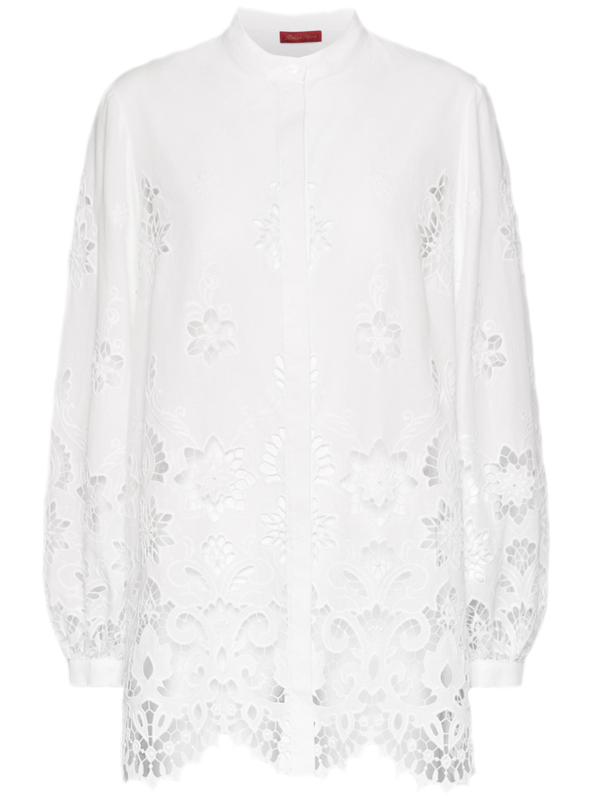 White Floral Cut-Out Lace Blouse