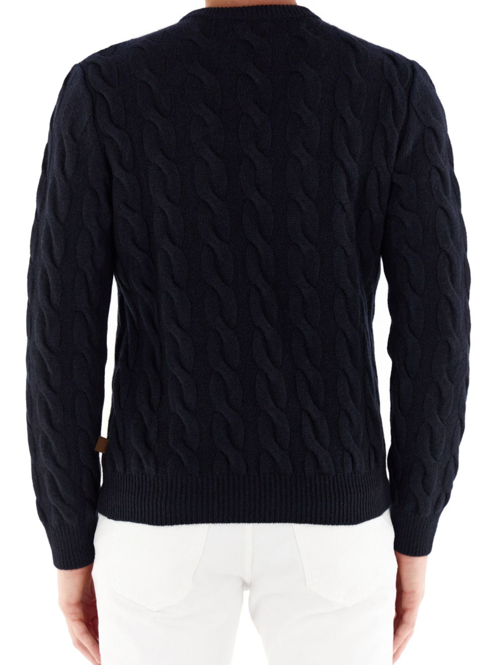 Textured Cable Knit Crew Neck Sweater In Cashmere