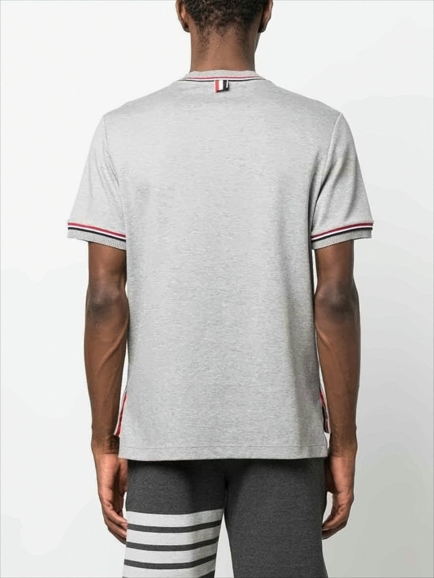 Heathered Grey Short-Sleeve T-Shirt with Accented Stripes