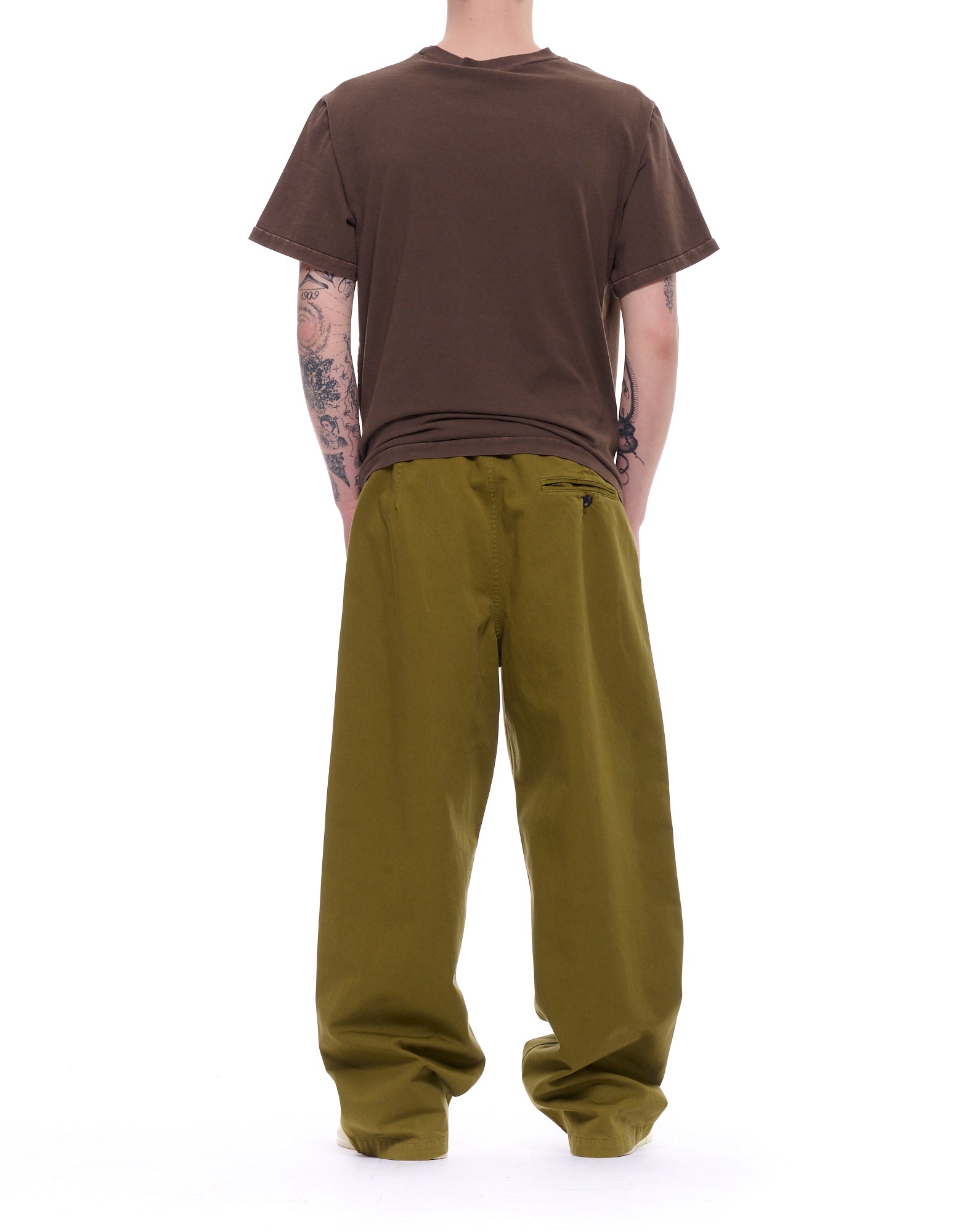 Olive Green Sasha Oversized Cotton Trousers
