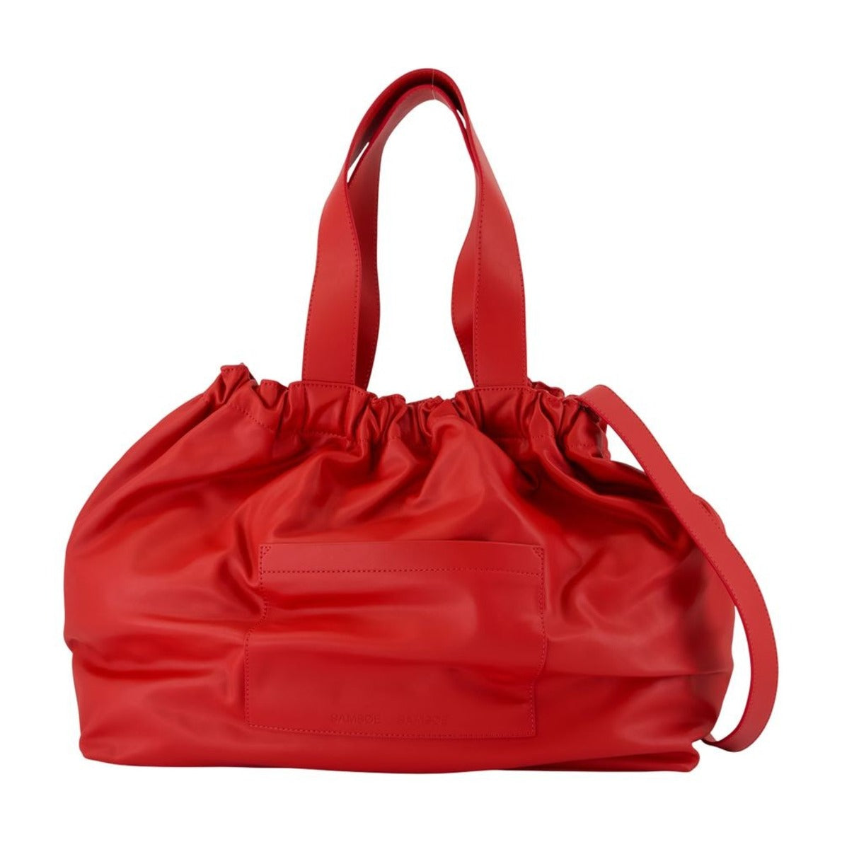 Smooth Leather Crossbody Bag With Drawstring Top