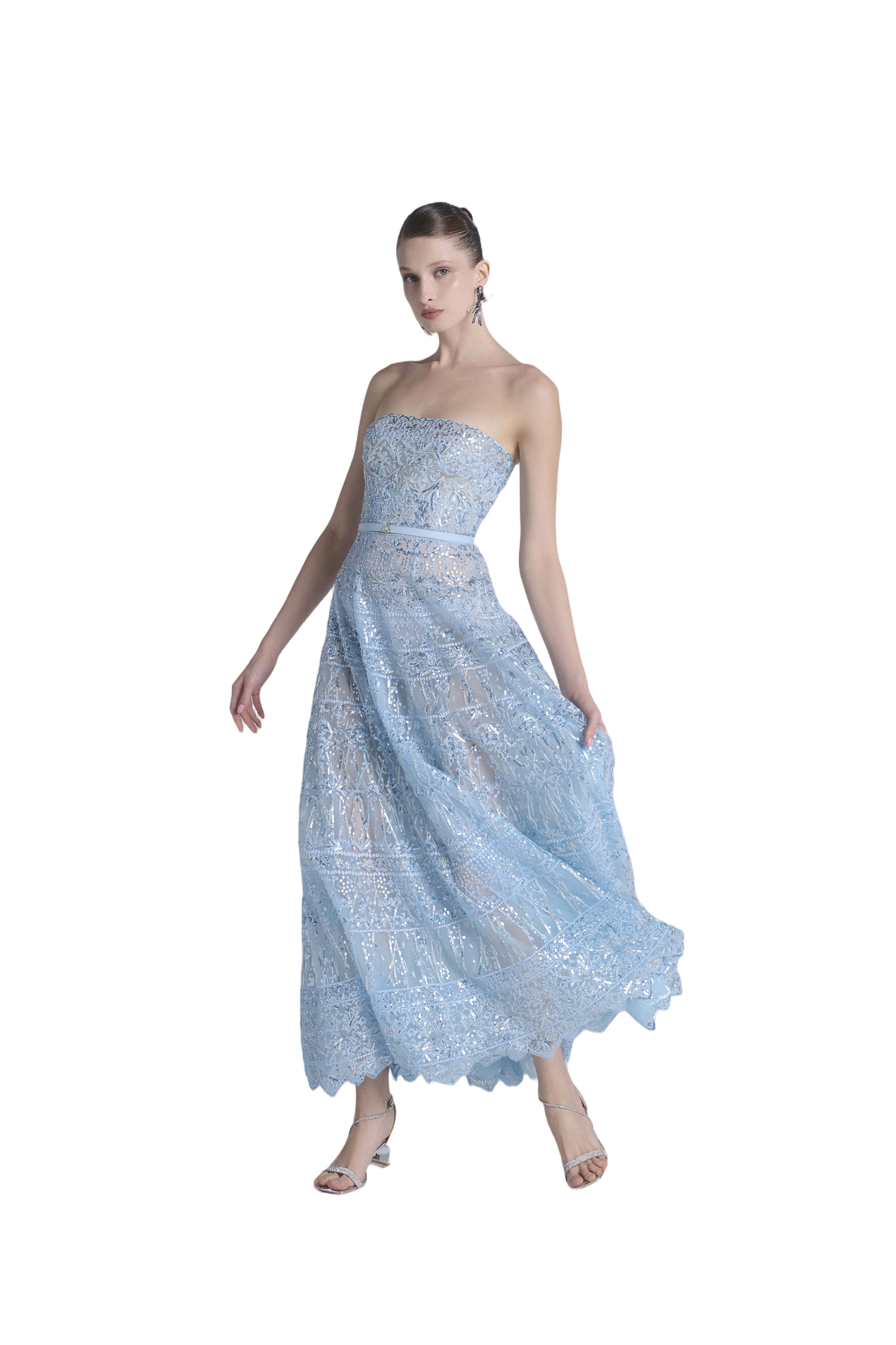 Strapless Beaded Tulle Dress