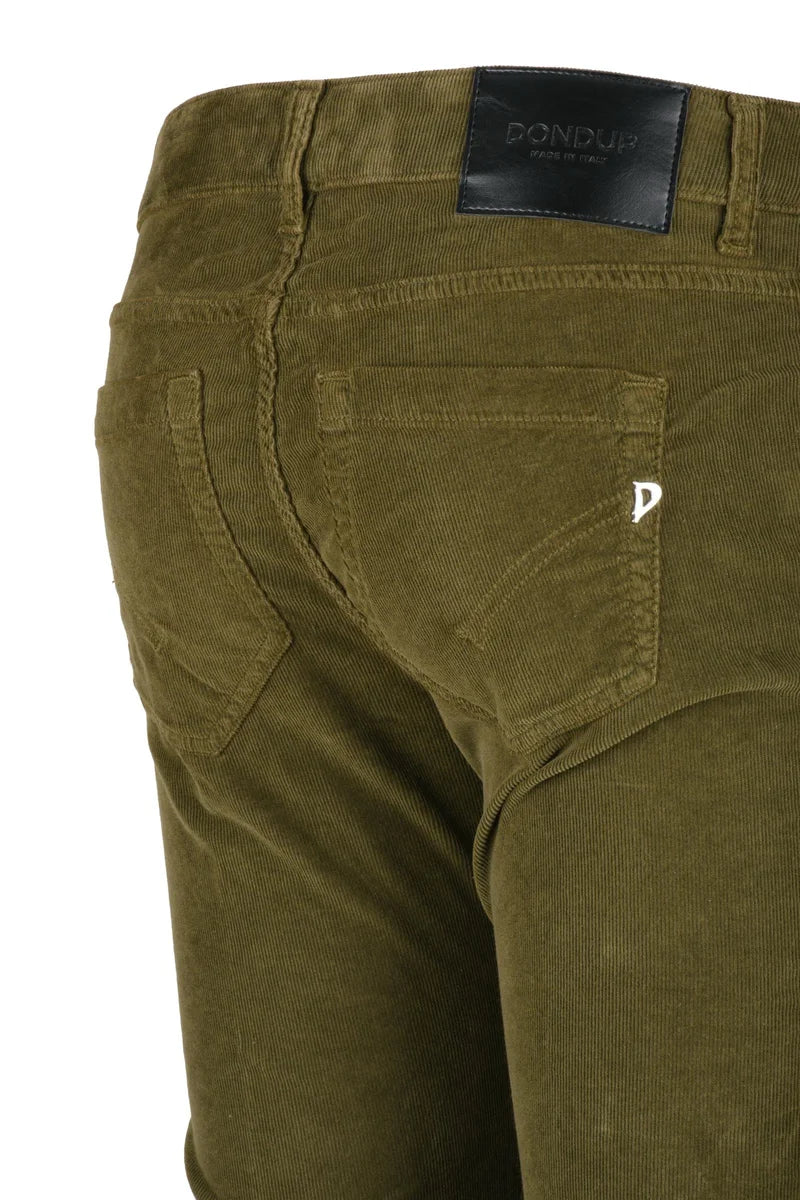 Monroe Velvet Stretch Trousers - Olive Green