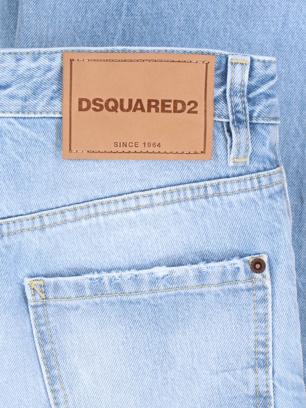 Light Blue Straight-Cut Denim Logo Jeans