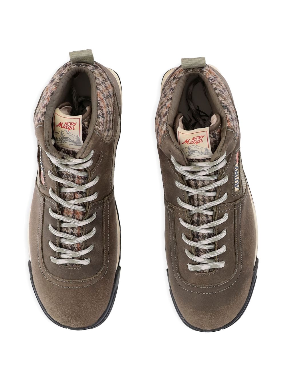 Mid-Top Sneakers with Houndstooth Ankle Panel