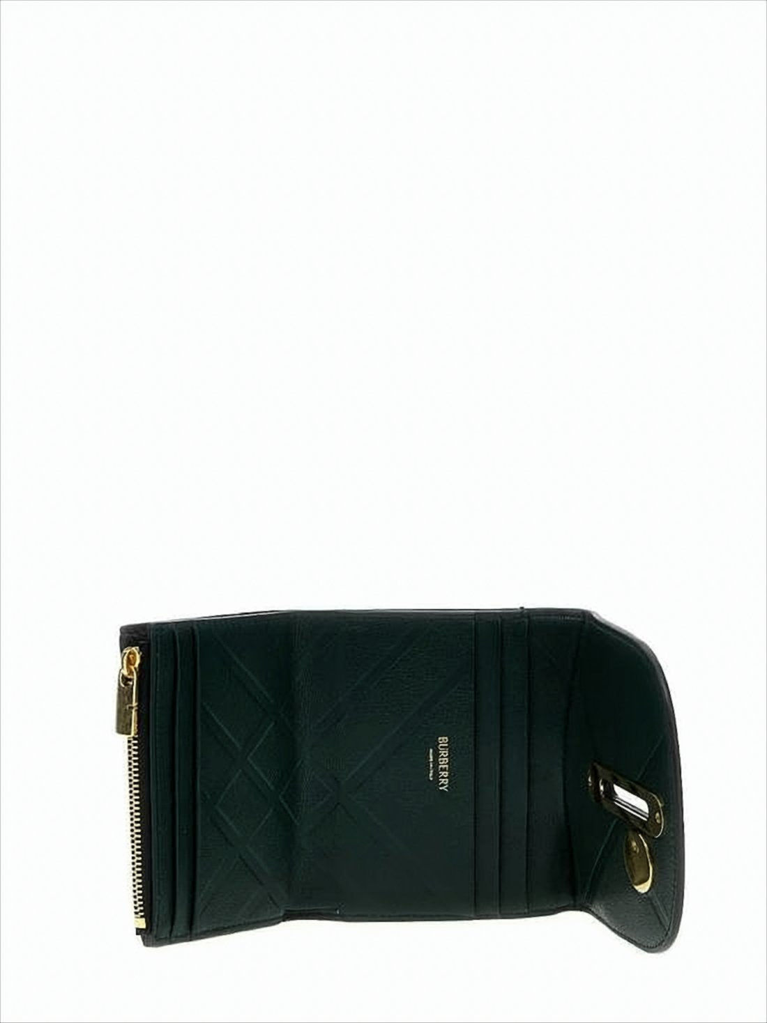 Textured Leather Wallet with Gold-tone Clasp