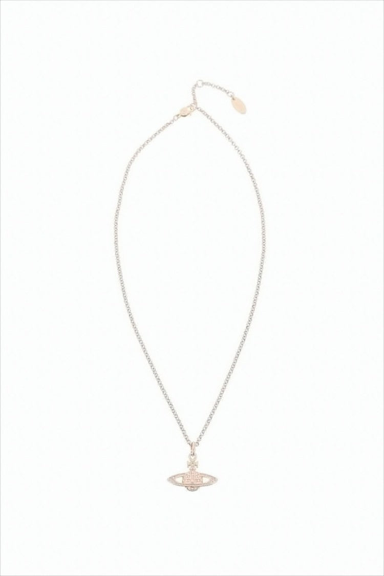 Gold Pendant Necklace With Orb And Cross Charm