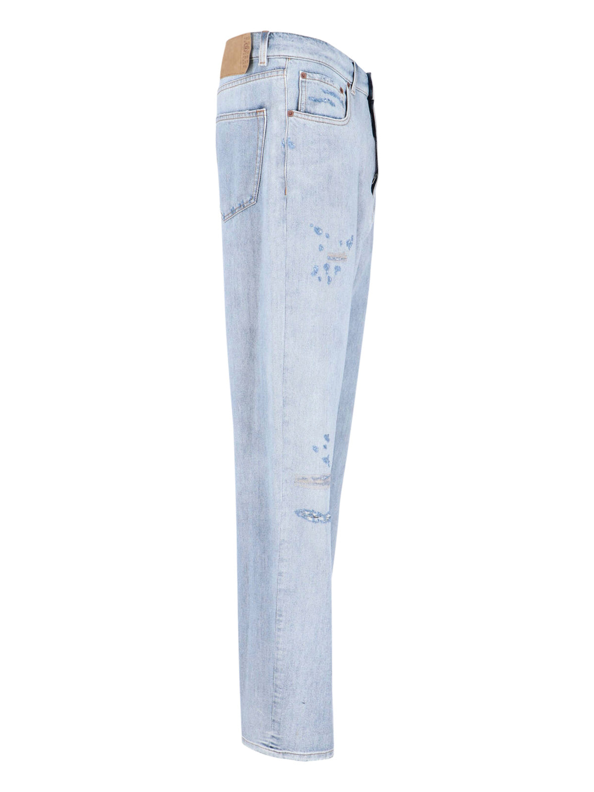 Light Blue Distressed Straight-Leg Jeans