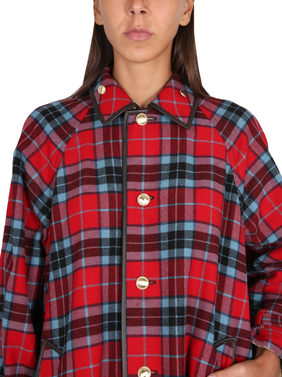 Pointed Collar Reversible Coat with Distinctive Button Closure