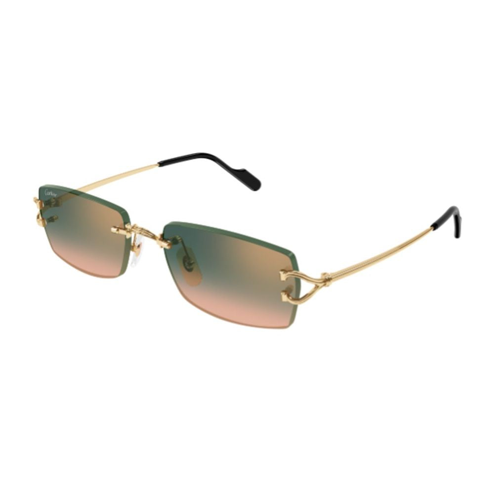 Rimless Rectangular Sunglasses With Gold-Tone Frame And Gradient Lenses
