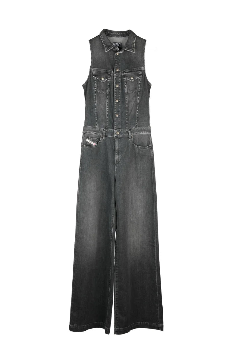 Denim Jumpsuit Tight Fit - Grey