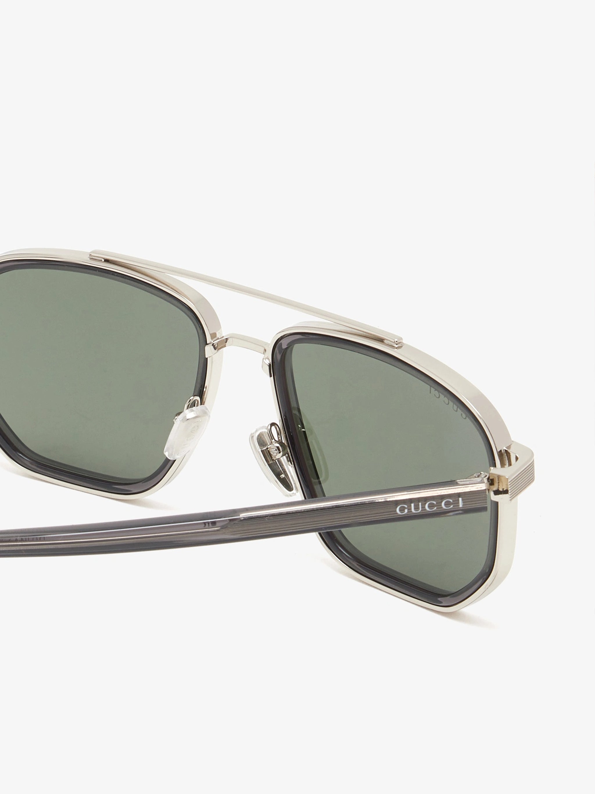 Silver Silver Metallic Angular Rectangular Sunglasses
