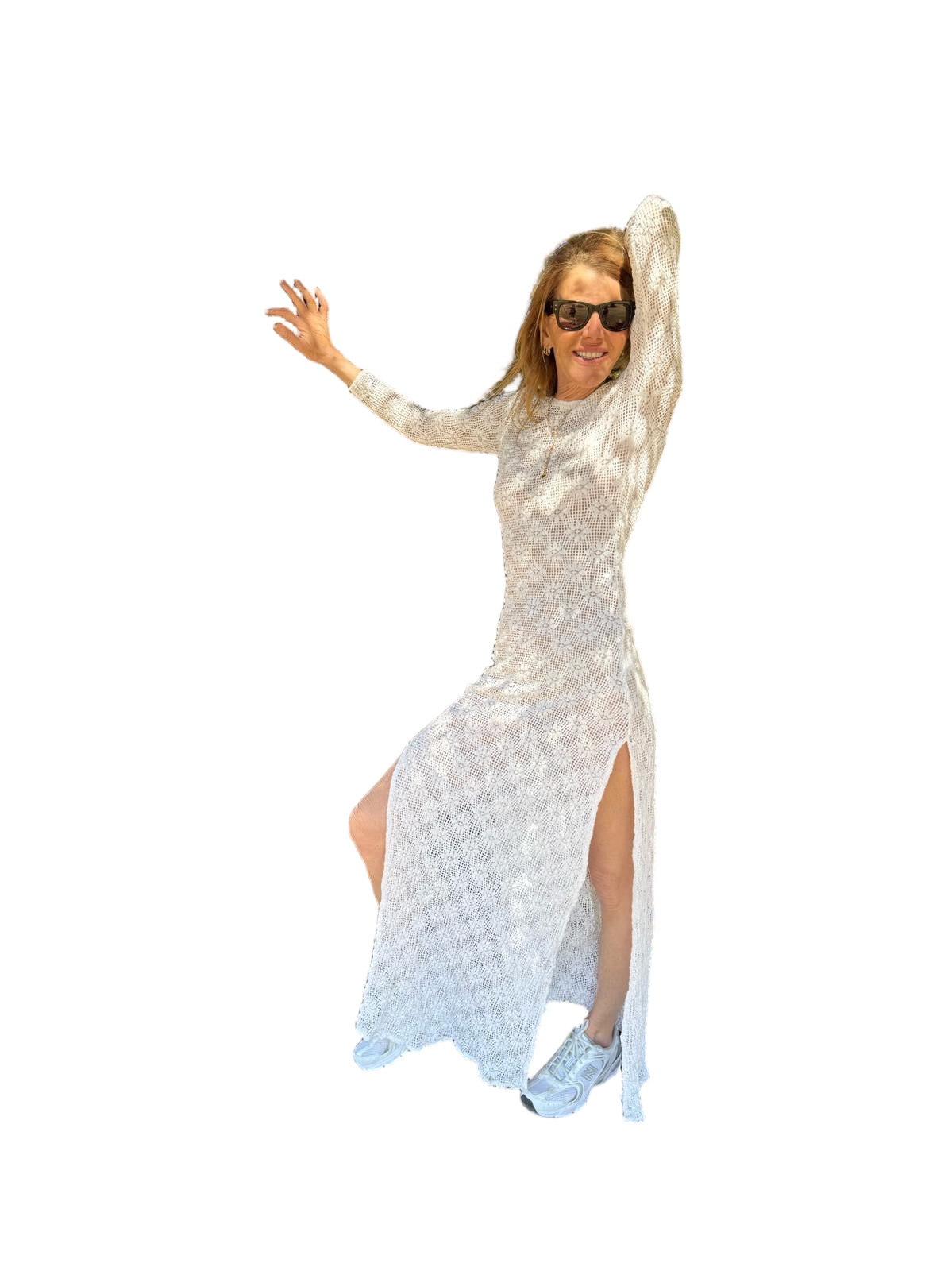 White Maha Crochet Pattern Maxi Dress