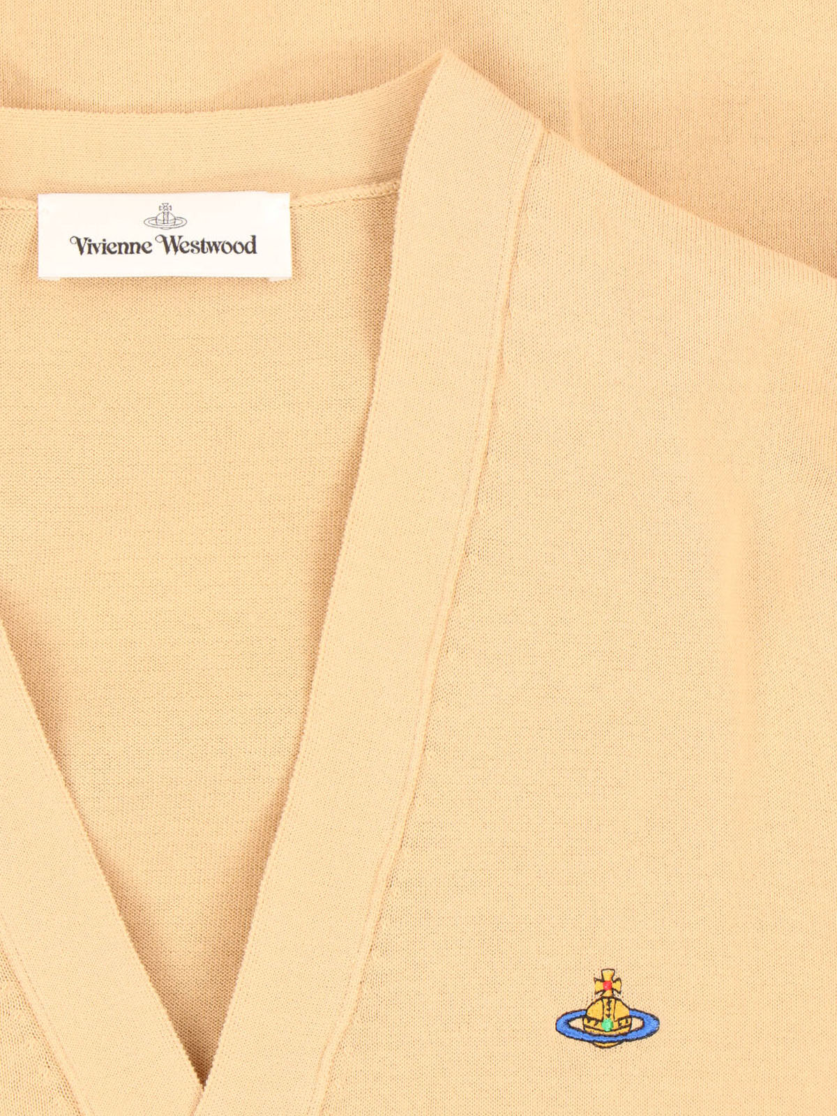 Beige Alex Cotton V-Neck Cardigan
