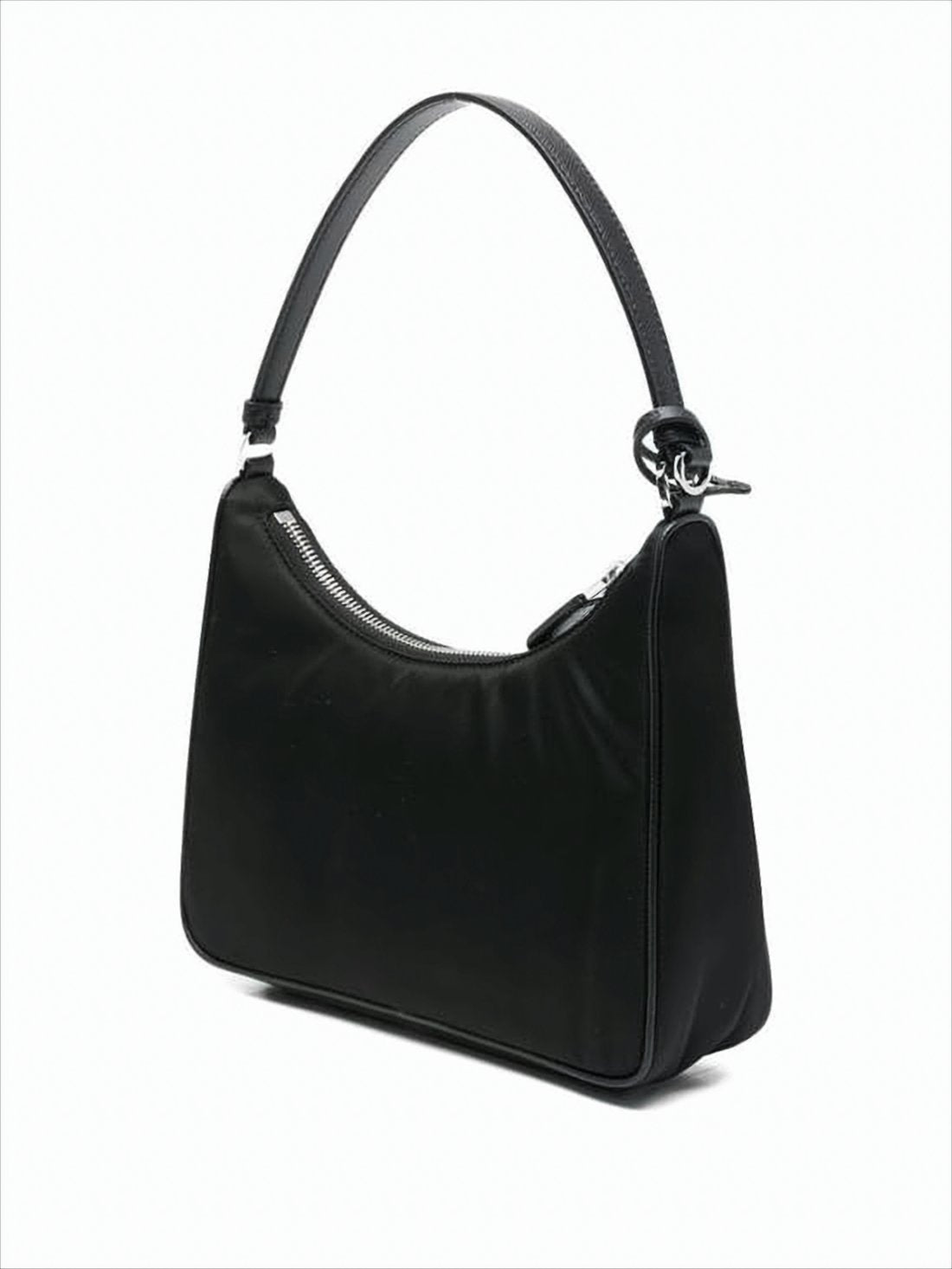 Minimalist Black Shoulder Bag with Leather Accents