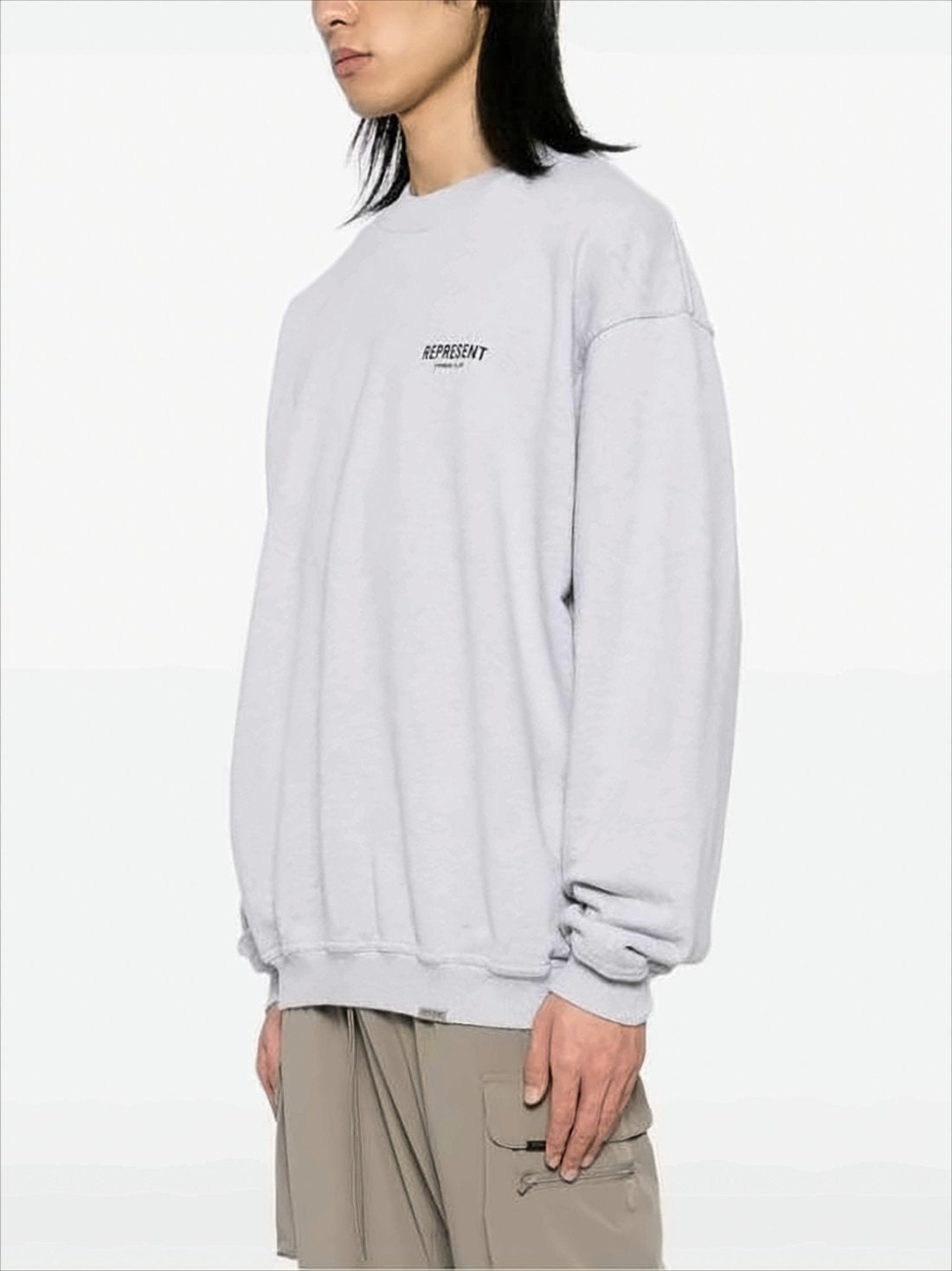 Heathered Grey Long-Sleeve Sweatshirt with Printed Designs