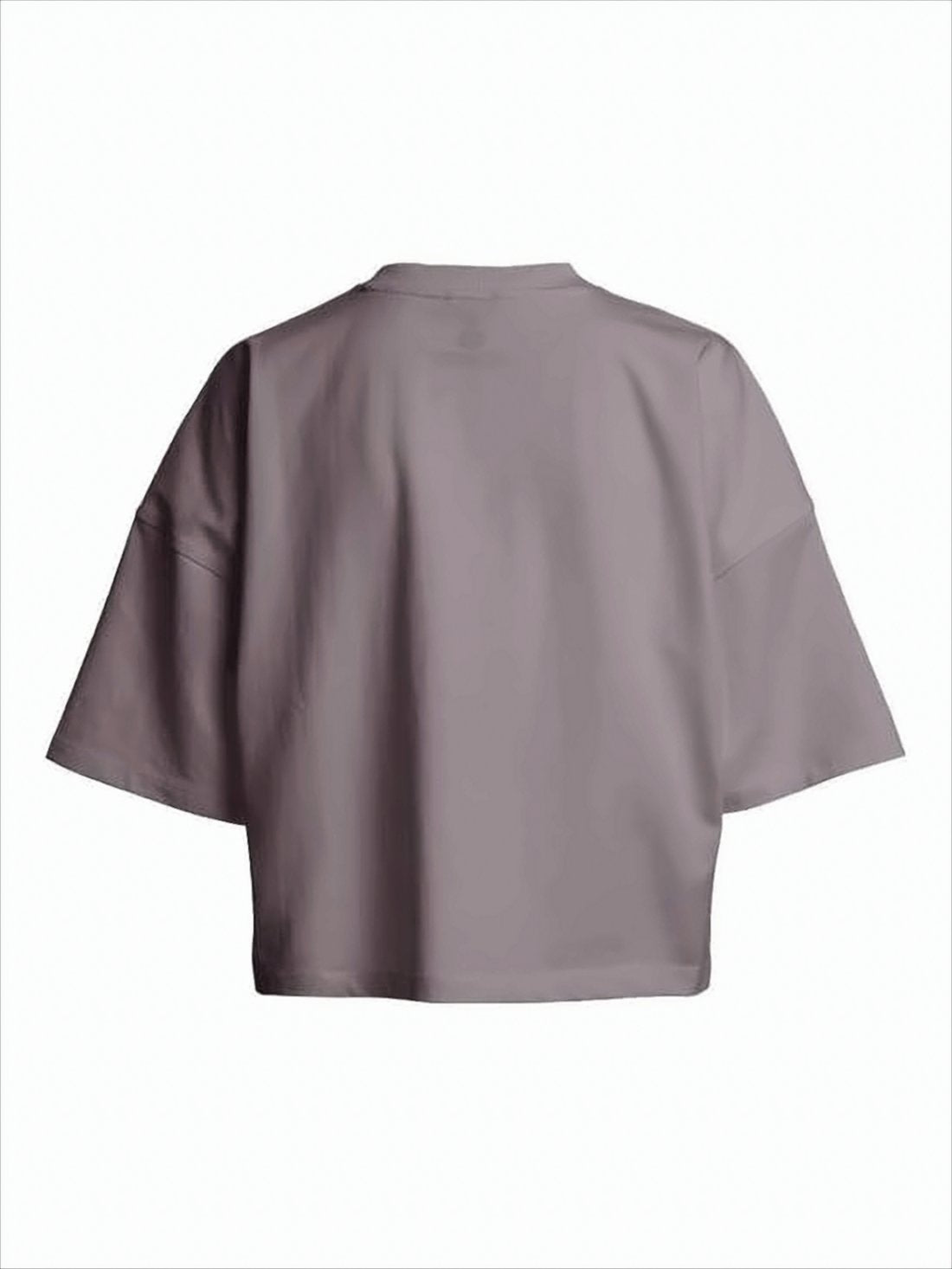 Boxy Cropped Short-Sleeve T-Shirt with Crew Neckline