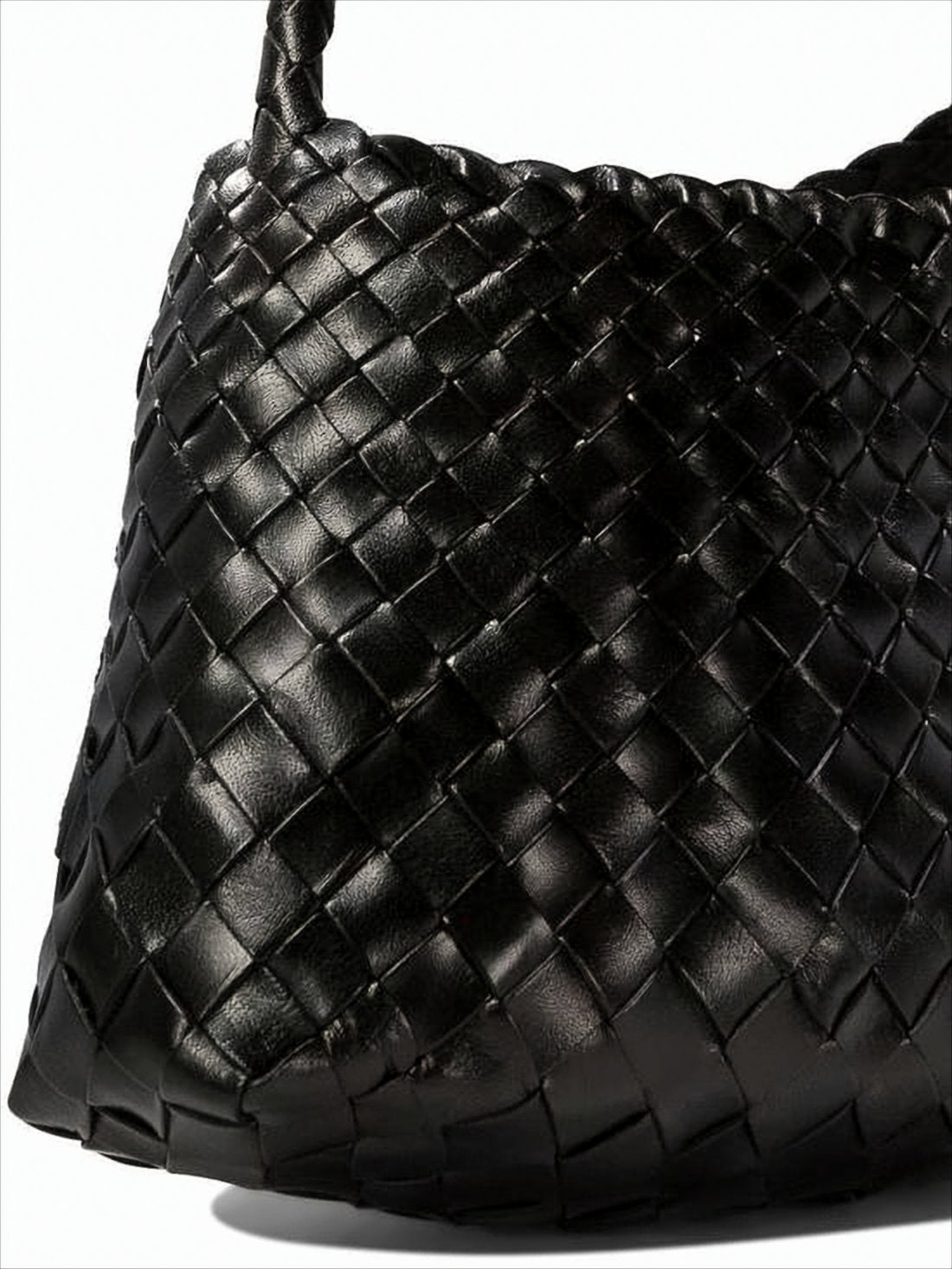Black Buffalo Leather Woven Rosanna Handbag