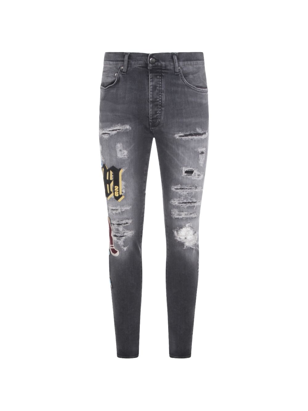 Slim Fit Distressed Grey Jeans