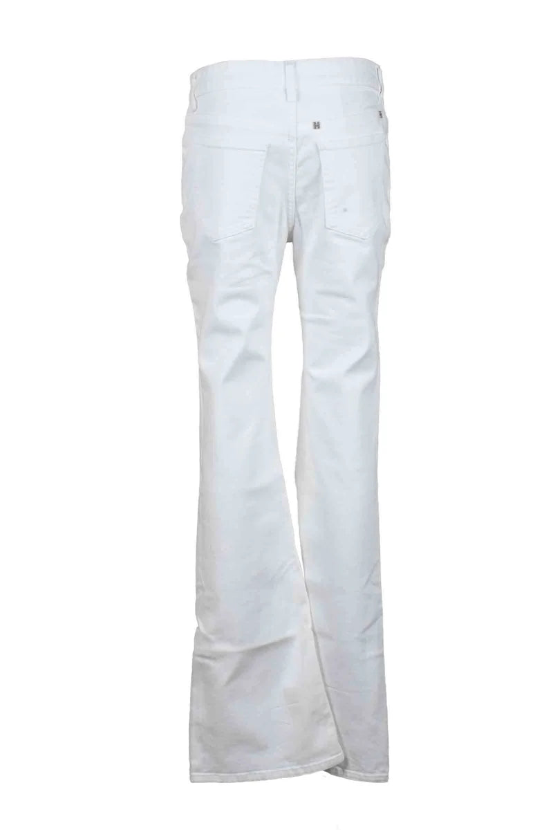 Tailored White Trousers with Flared Hem