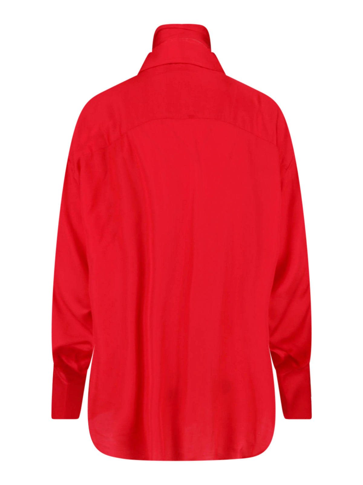 Red Voluminous Sleeve Scarf Detail Blouse