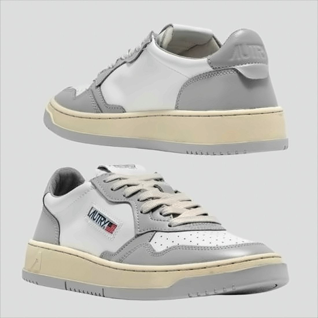 Low-Top Sneakers with Smooth and Perforated Panels