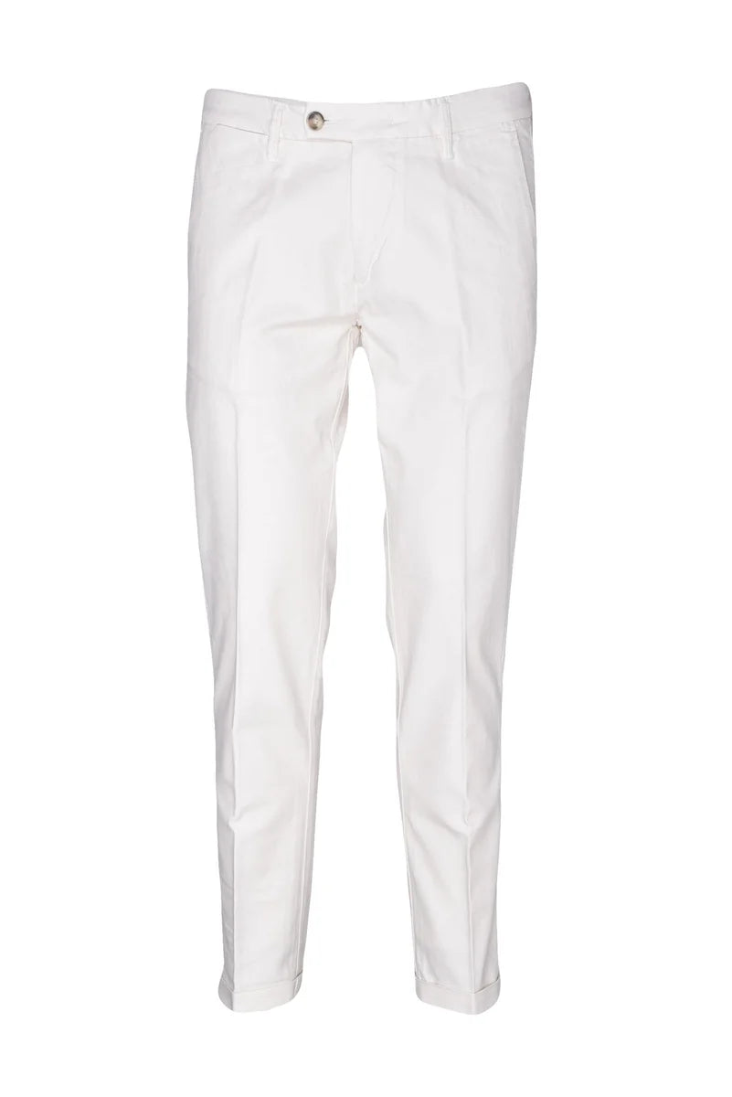 Cropped White Trousers and Slim Fit