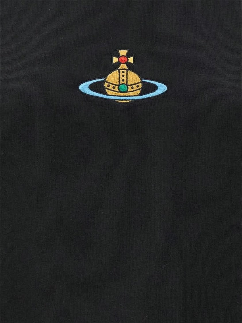 Cropped Black Long-Sleeve Sweatshirt with Embroidered Emblem