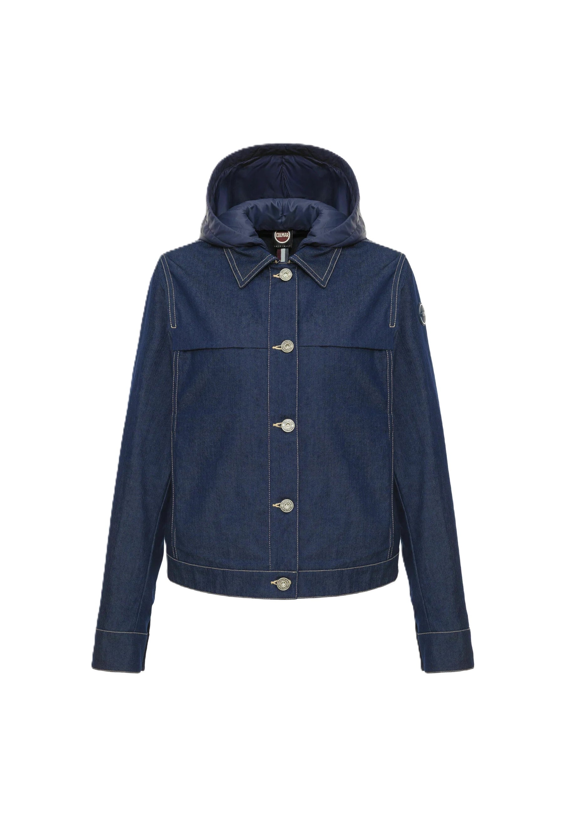 Navy Blue Hooded Denim Jacket