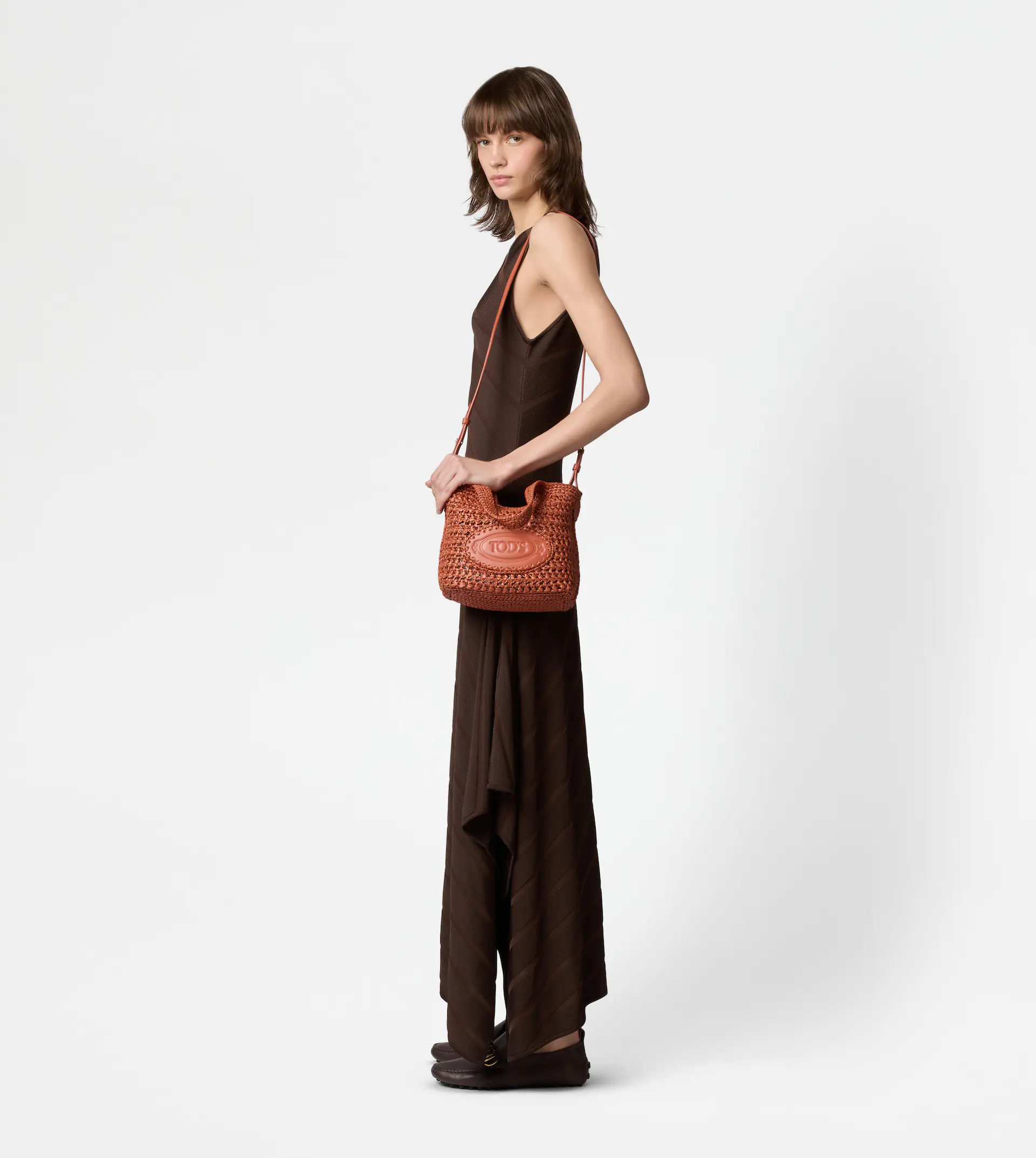 Textured Medium Tote Bag in Warm Terracotta
