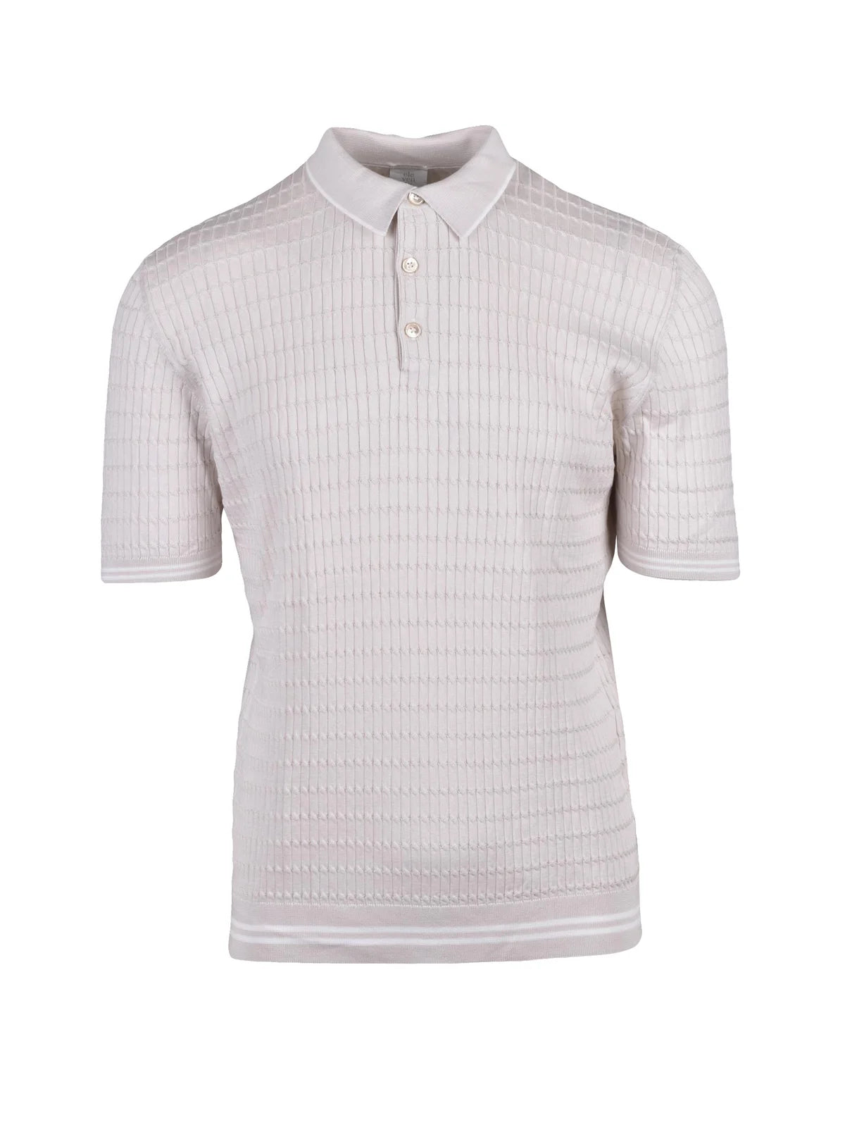 Beige Cotton Knit Polo Shirt