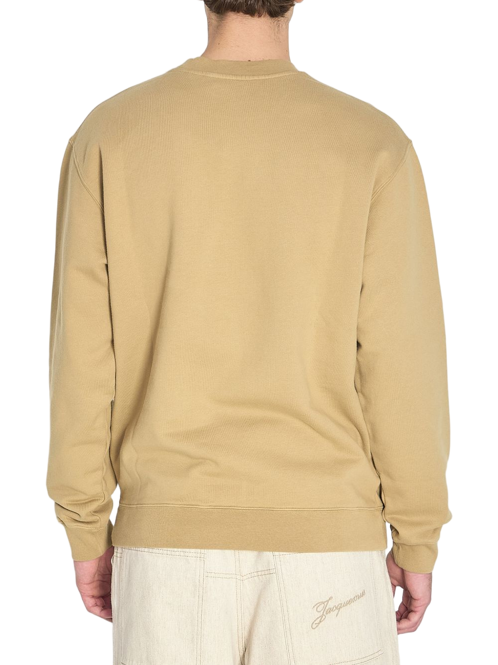 Beige Crewneck Sweatshirt With Relaxed Fit And Subtle Patch