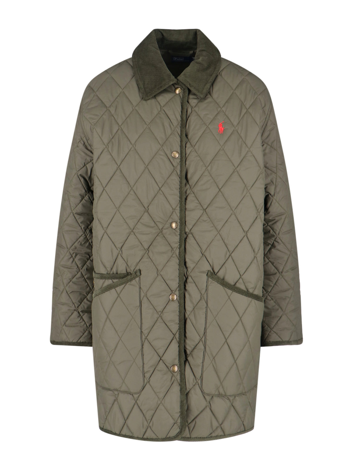 Green Quilted Velvet Collar Recycled Jacket