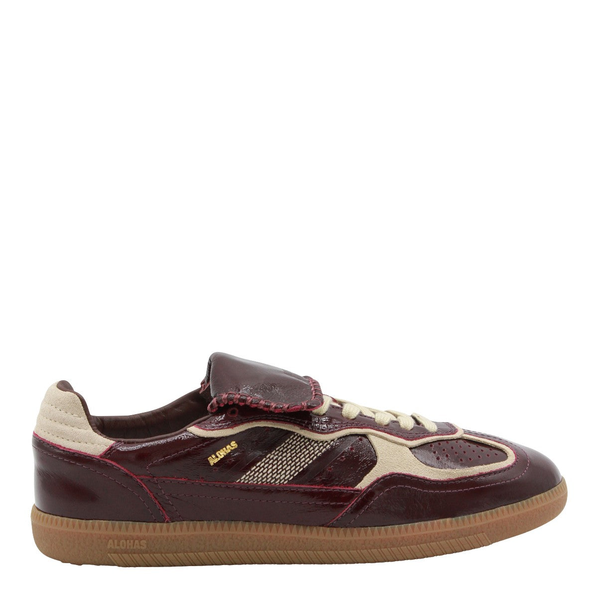 Glossy Burgundy Leather Sneakers