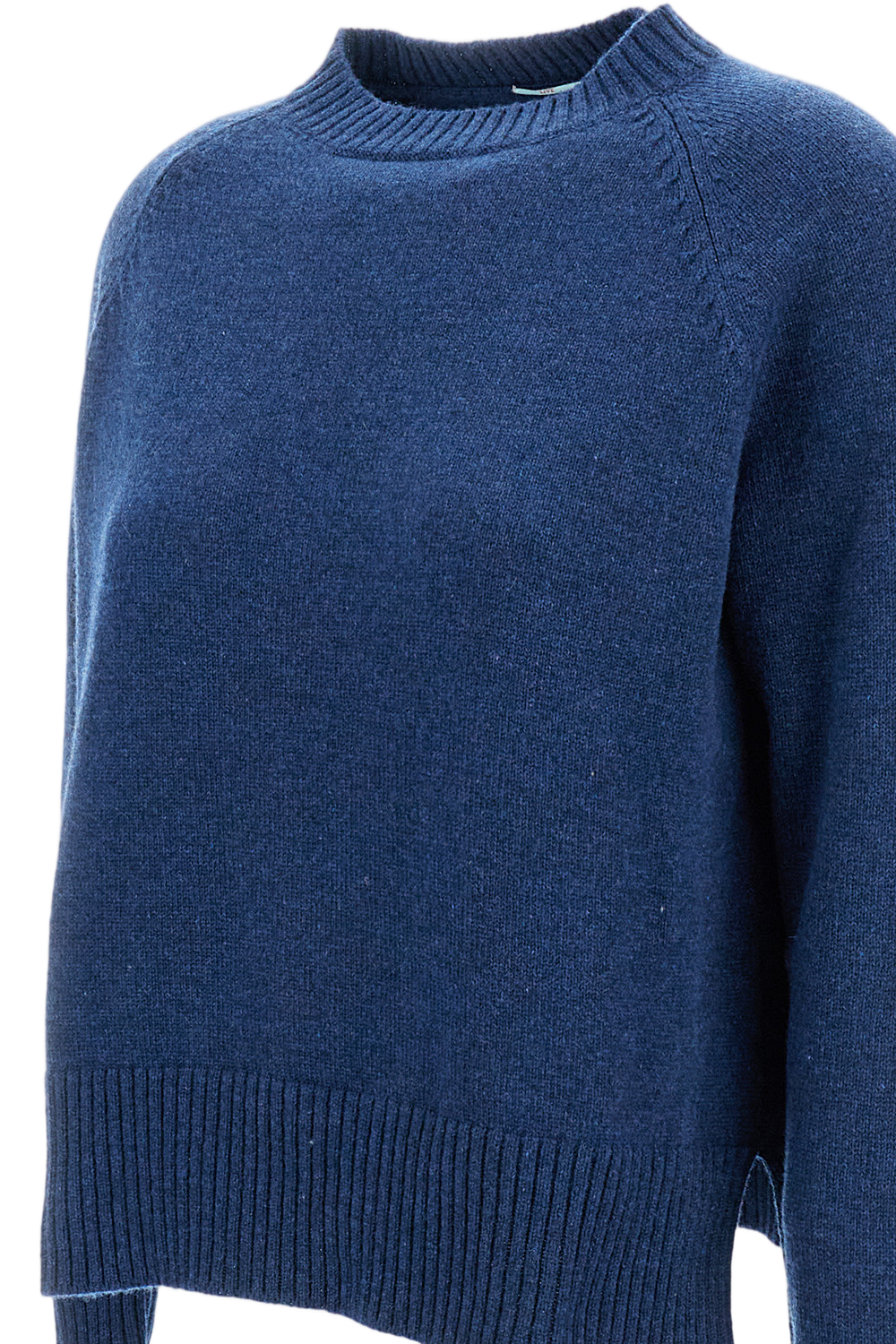 Ribbed Trim Crew Neck Cashmere Sweater