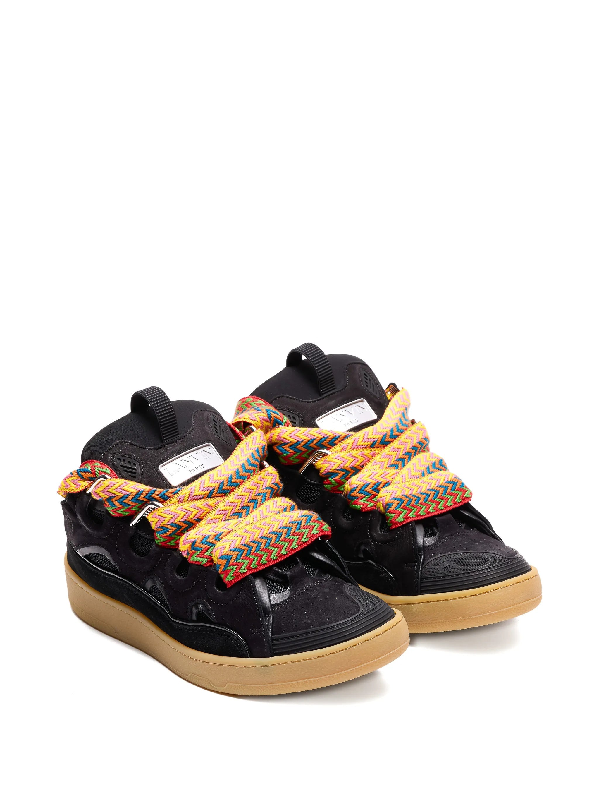 Black Curb Sneakers Textured Calf Sneakers