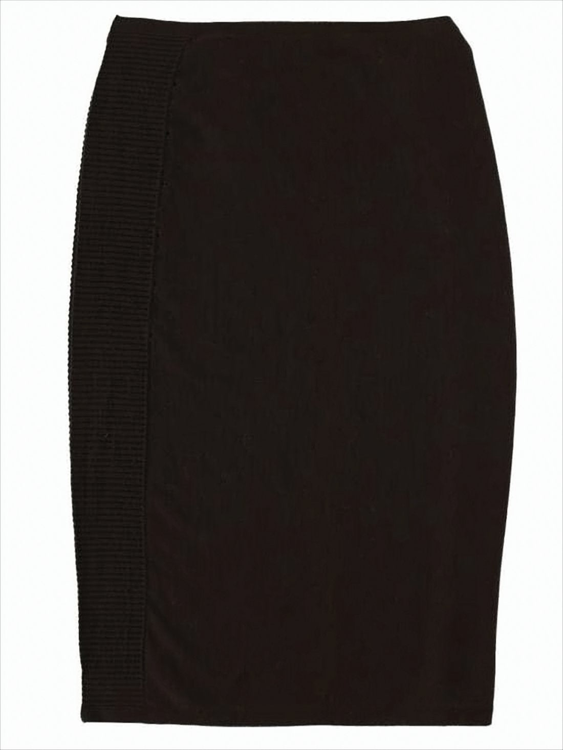 Fitted Midi Skirt with Ribbed Panel