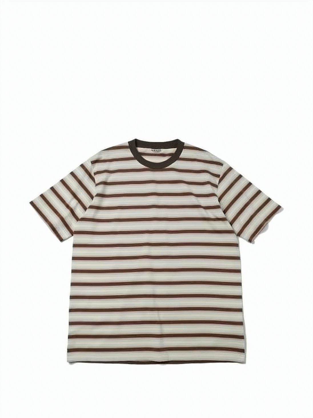 Horizontal Striped Short-Sleeved T-Shirt With Ribbed Collar