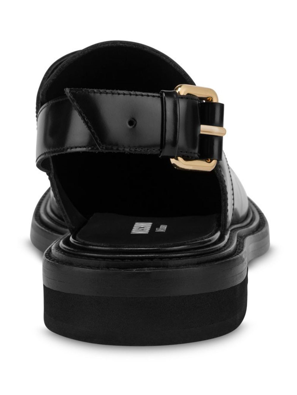 Front Lace-Up Black Calf Leather Sandals
