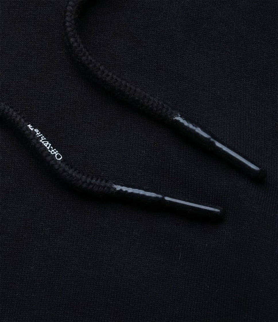 Black Hoodie with Graphic Print and Iconic Arrow Motif