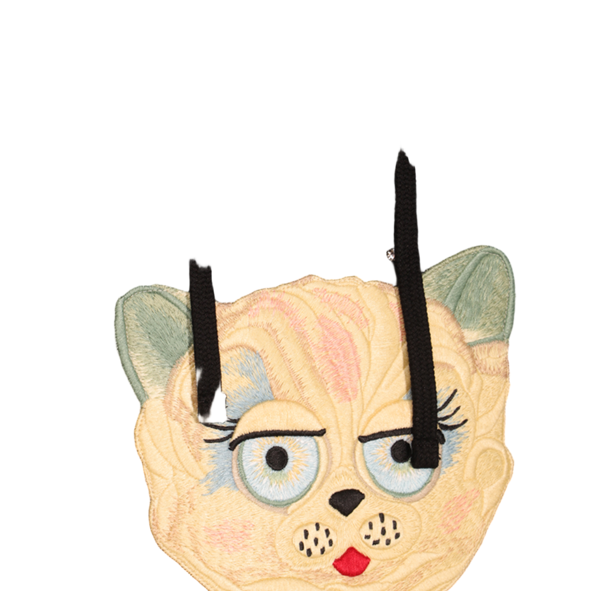 Black Hoodie with Embroidered Cat Face